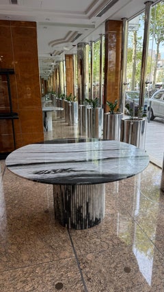 STONE VALLEY Contemporary Dining Table – Ocel – Panda Marble - Circular
