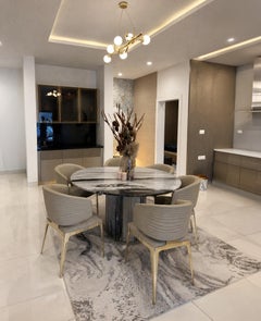 STONE VALLEY Mesa de Comedor Contemporánea - Ocel - Mármol Panda - Circular