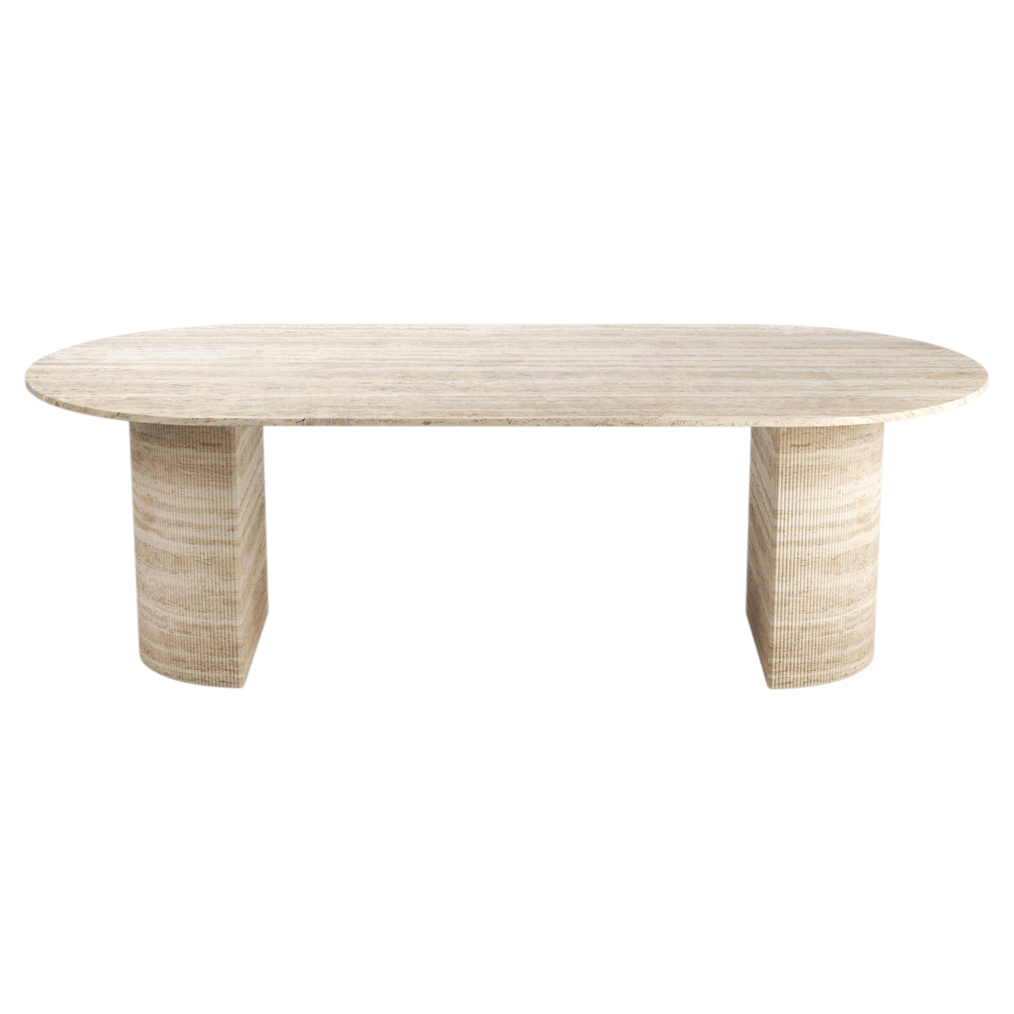 STONE VALLEY Contemporary Dining Table – Refleko – Classic Travertine - Oblong
