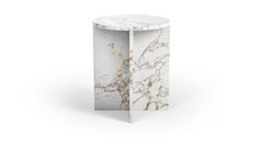 STONE VALLEY - Contemporary Side Table - Ocel - Calacatta Oro Marble - Circular