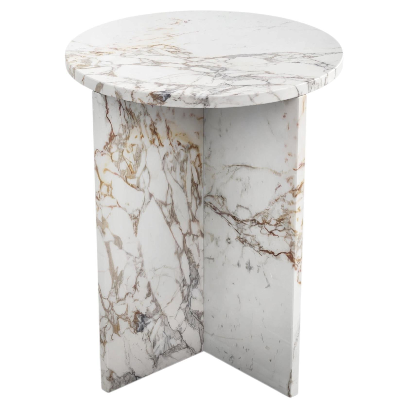 STONE VALLEY - Tavolino contemporaneo - Ocel - Marmo Calacatta Oro - Rotondo