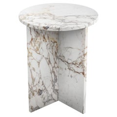 STONE VALLEY - Contemporary Side Table - Ocel - Calacatta Oro Marble - Circular