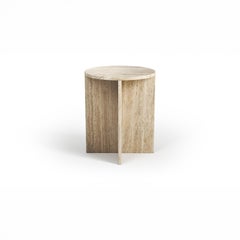 STONE VALLEY Contemporary side table – Ocel – Classic Travertine - Circular
