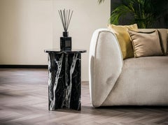 STONE VALLEY Zeitgenössischer Beistelltisch - Ocel - Nero Maquina Marmor - Kreisförmig