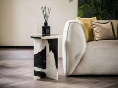 STONE VALLEY Contemporary Side table – Ocel – Panda marble - Round