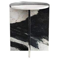 STONE VALLEY Contemporary Side table – Ocel – Panda marble - Round