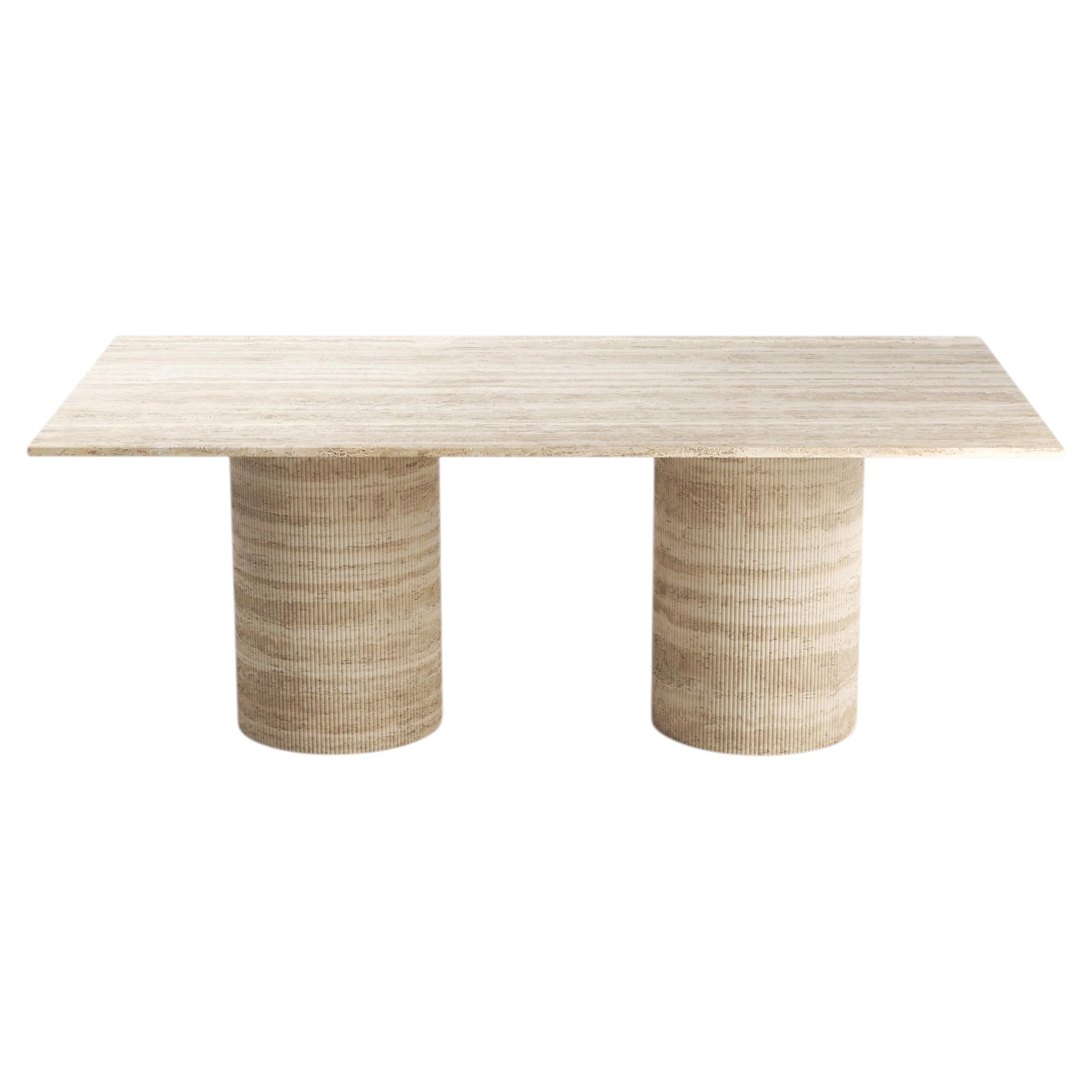 STONE VALLEY Dining Table Jaspura in Classic Travertine – Rectangular For Sale
