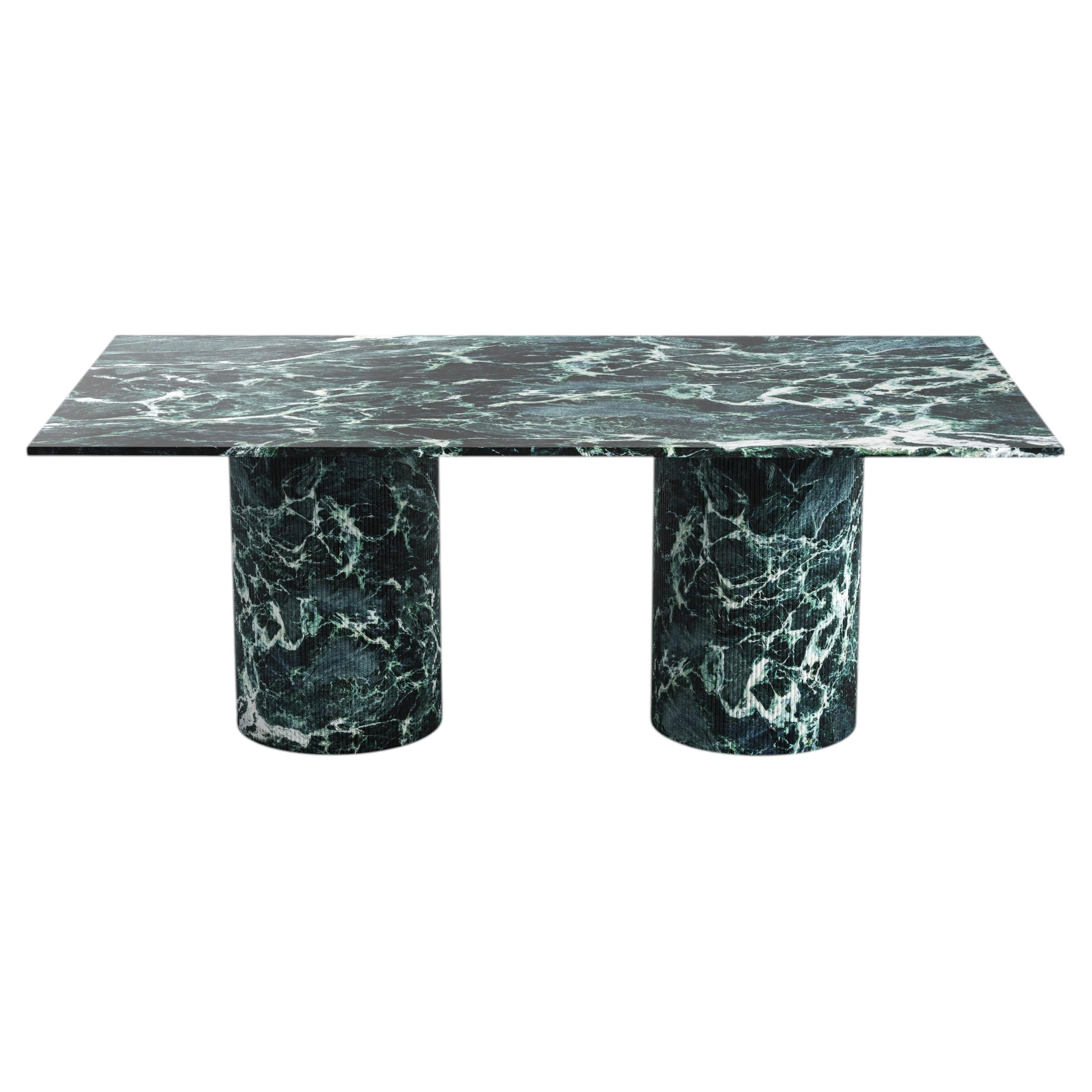 STONE VALLEY Dining table – Jaspura – Verde Alpi Marble - Rectangular For Sale