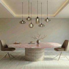 STONE VALLEY Dining Table – OCEL – Pink Onyx & Classic Travertine - Circular