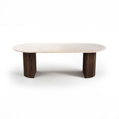 STONE VALLEY Dining Table Refleko in Crema marble & Veneer Walnut – Oblong