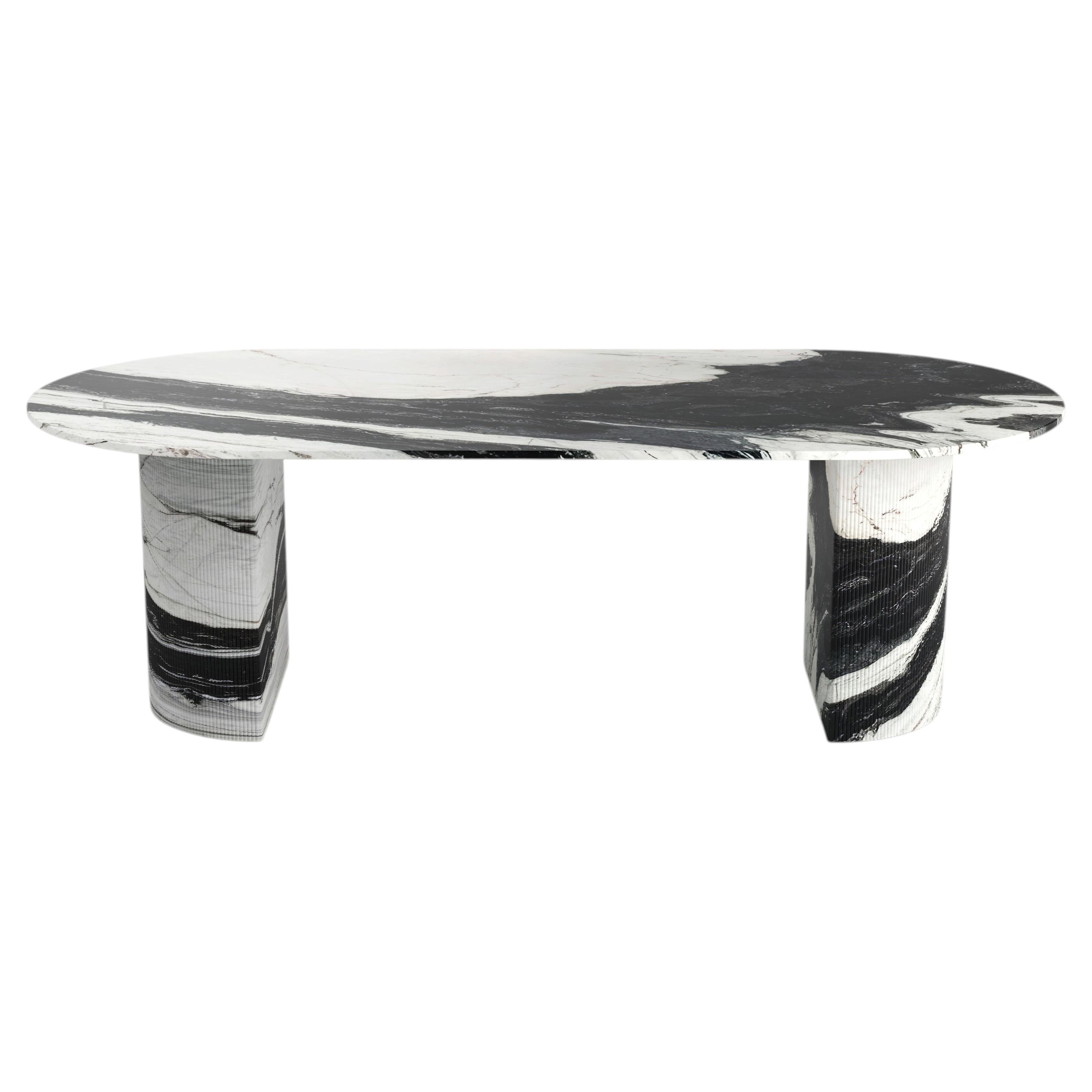 STONE VALLEY Dining Table REFLEKO in Panda marble – Oblong