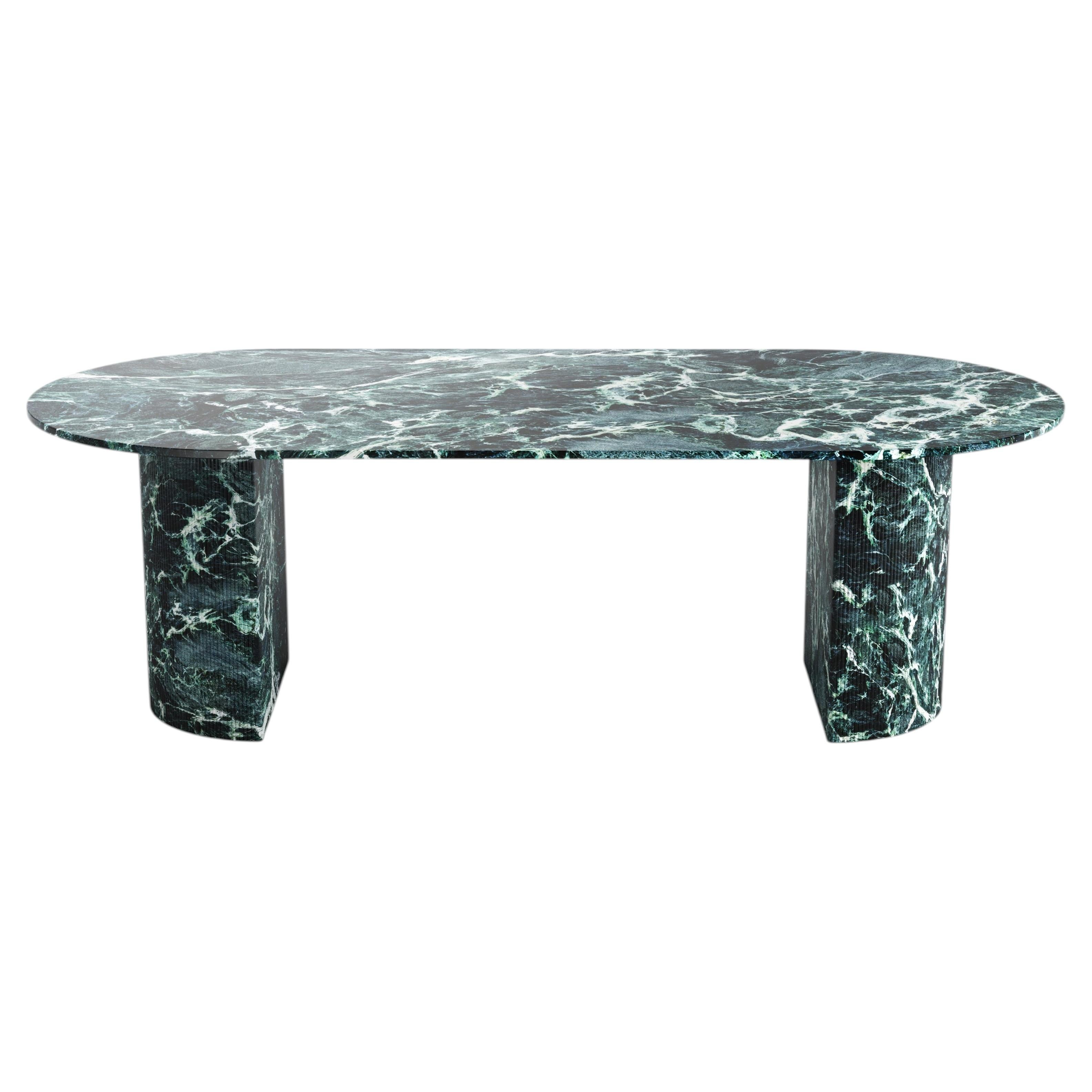 STONE VALLEY Mesa de comedor - Refleko - Mármol Verde Alpi - Alargada