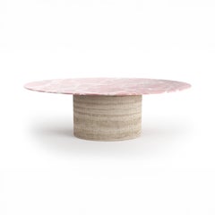 STONE VALLEY Dining Table Valleyra - Pink Onyx & Classic Travertine – Elliptical