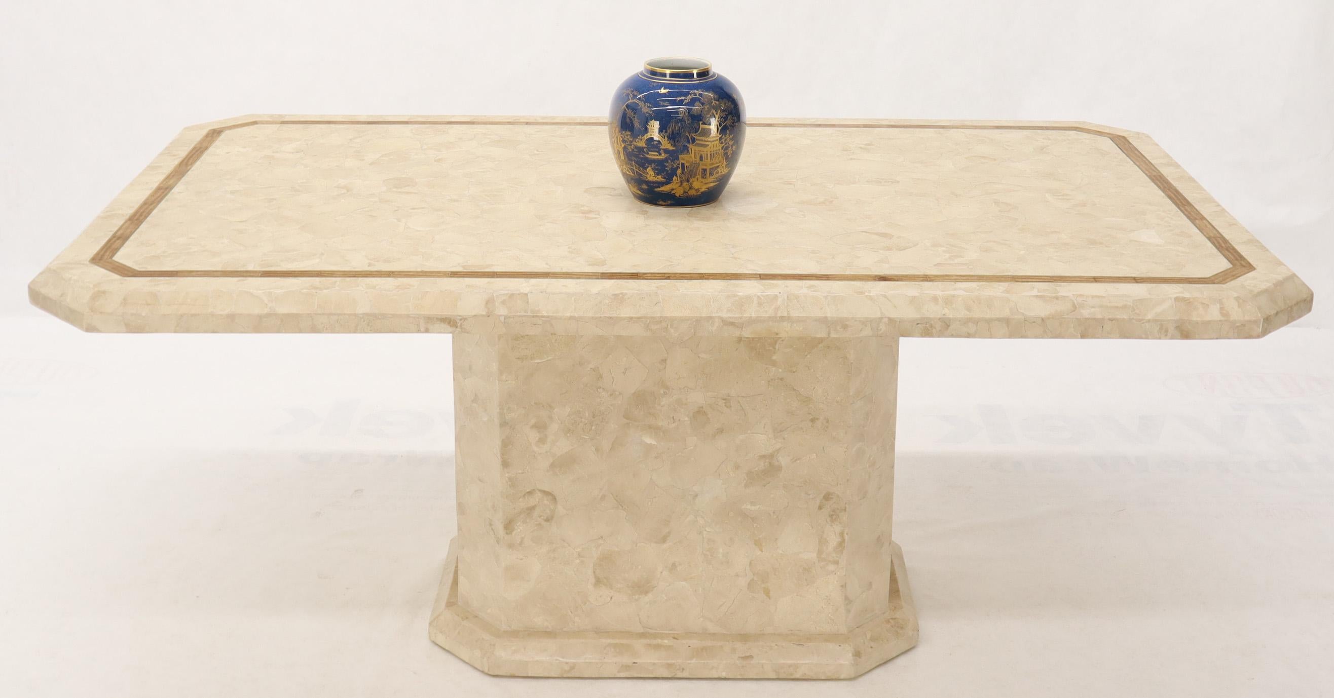 Mid-Century Modern Stone Veneer Tessellated Inlayed Rectangular Dining Conference Table