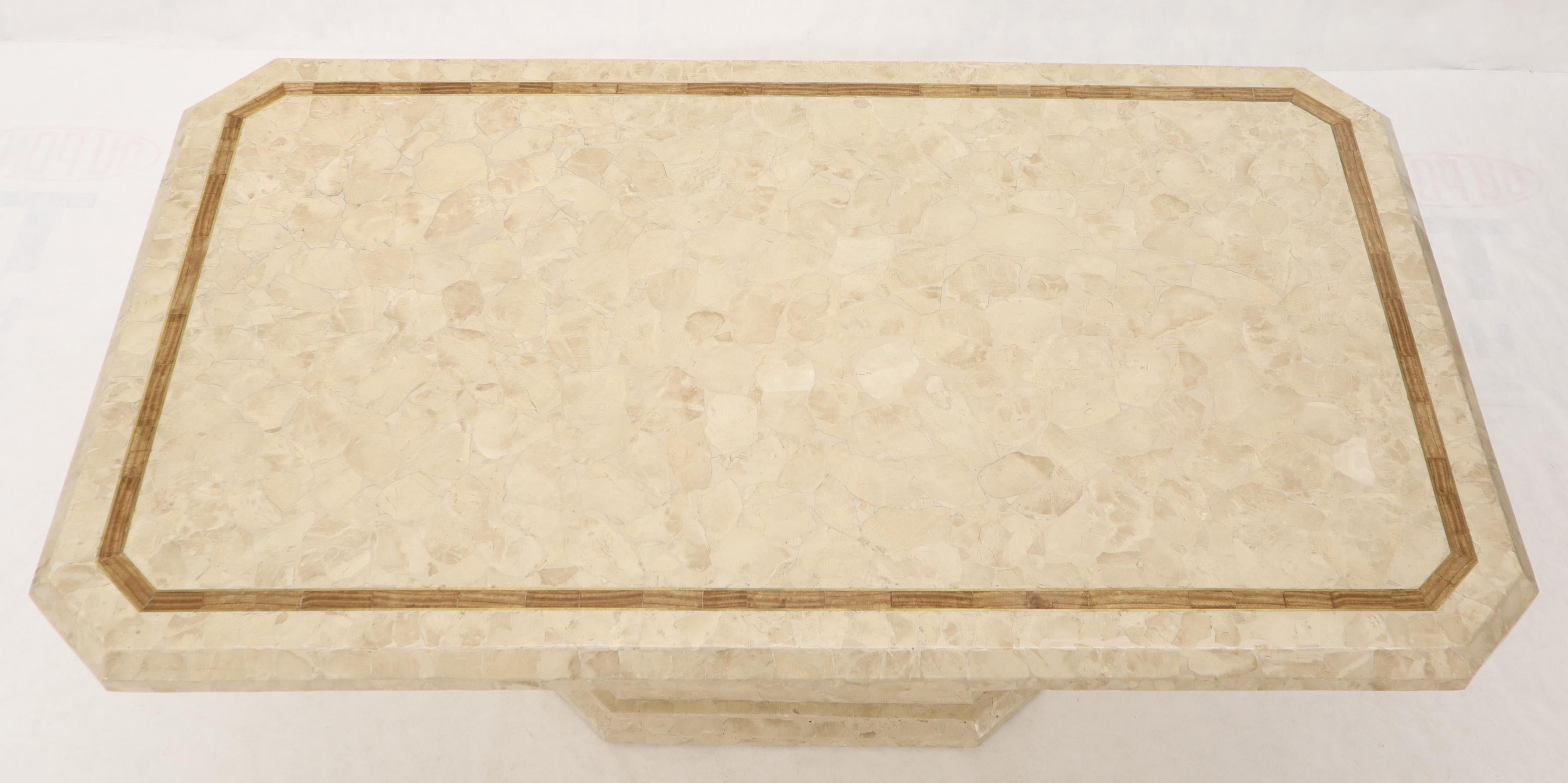 Stone Veneer Tessellated Inlayed Rectangular Dining Conference Table In Good Condition In Rockaway, NJ