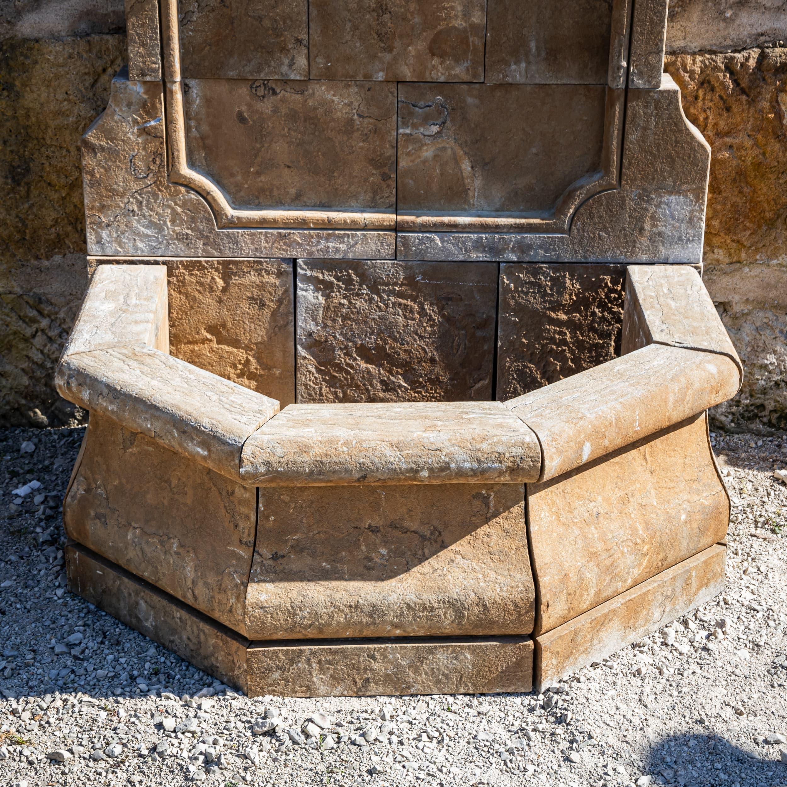 Contemporary Stone Wall Fountain in Renaissance Style, 21st Century For Sale