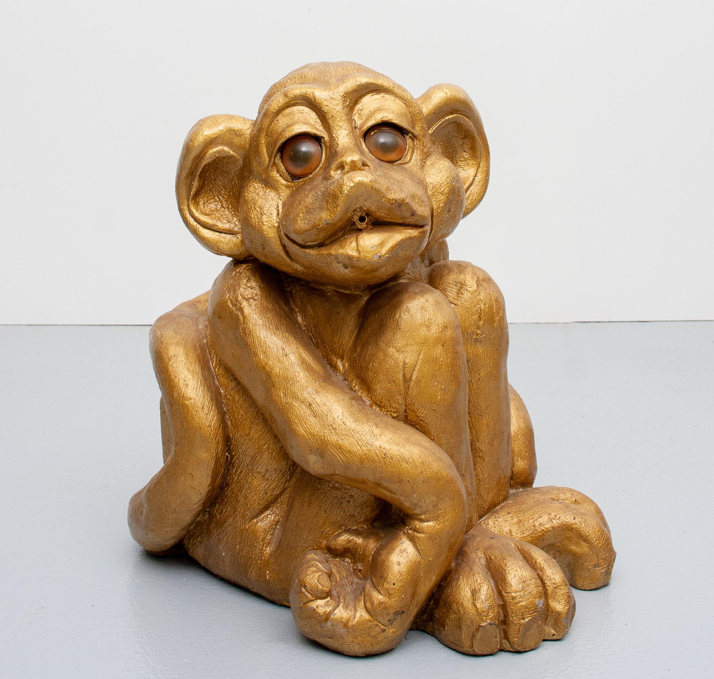 Love this golden garden monkey. Ready for fountain use, imagine this in your garden
Makes you smile every day. Heavy piece. Indoor and outdoor.