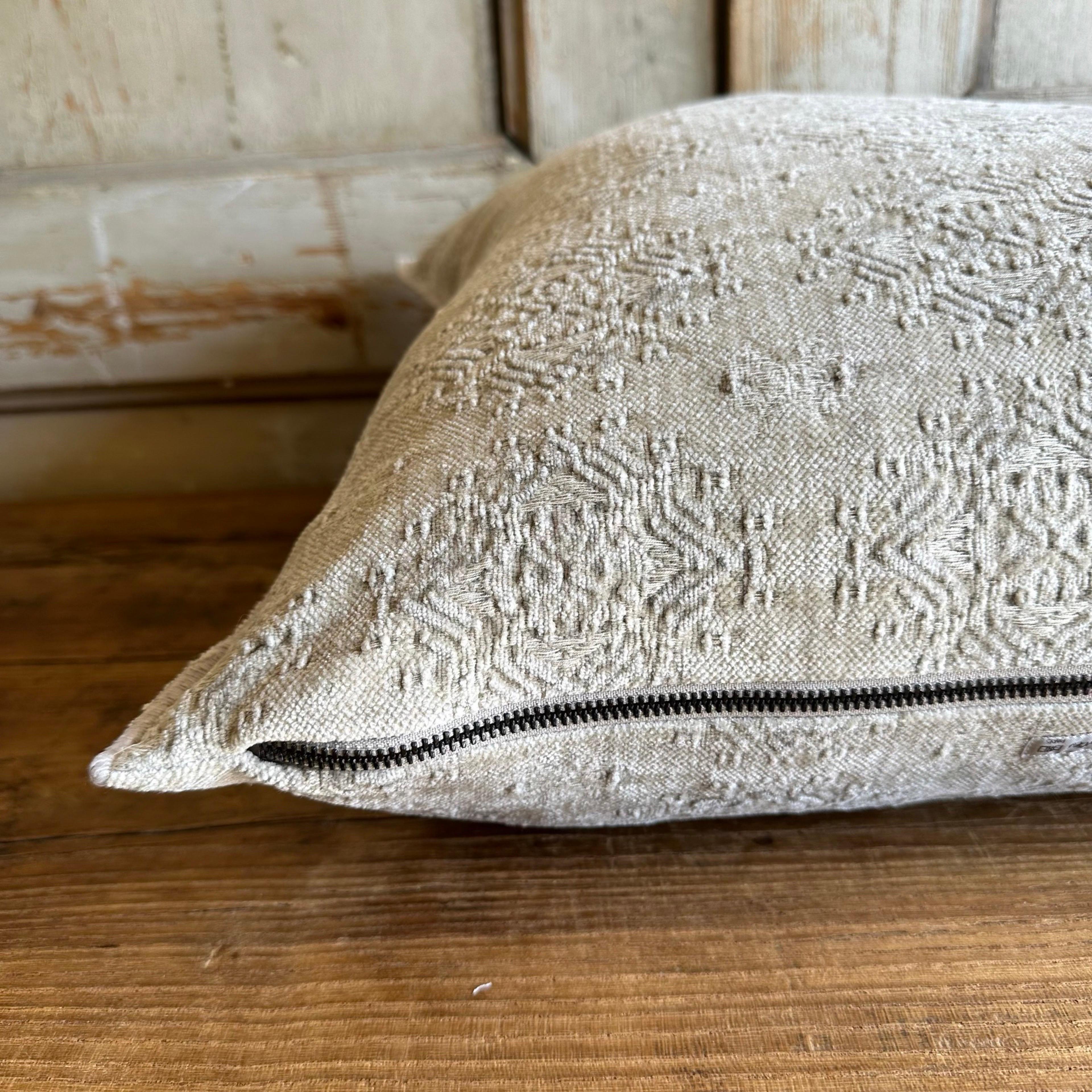 Contemporary Stone Washed Jacquard French Accent Pillow, Ciment