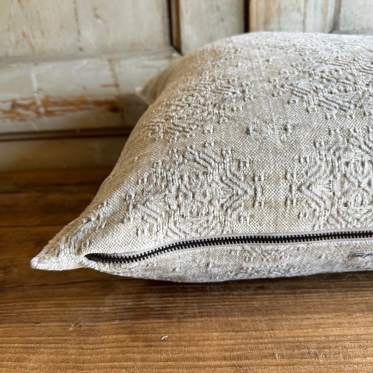 Stone Washed Jacquard French Accent Pillow, Ciment For Sale at 1stDibs