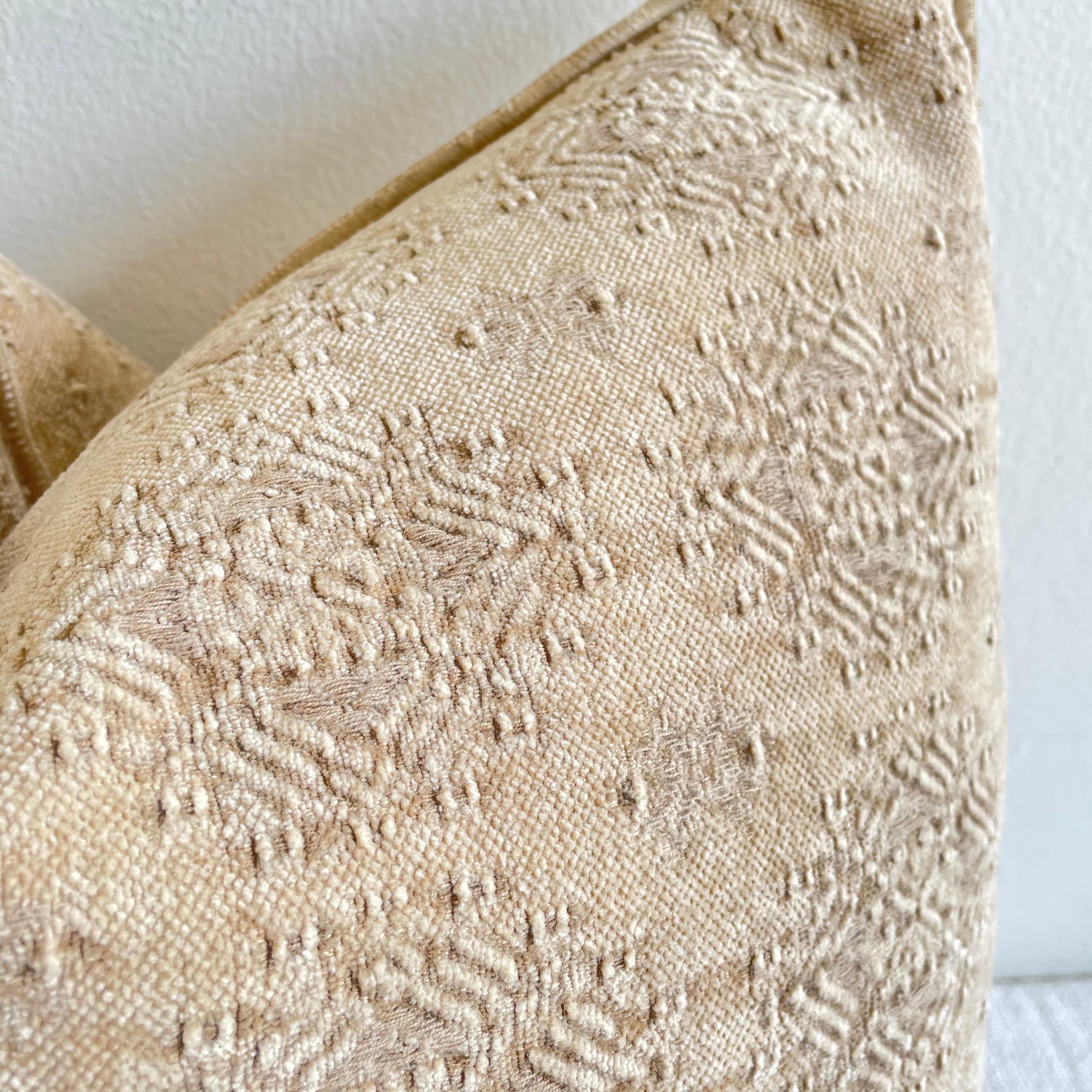 Custom linen blend accent pillow. Color: Stone washed A tan/ brown colored nubby textured style pillow with a stitched edge, metal zipper closure. Our pillows are constructed with vintage one of a kind textiles from around the globe. Carefully