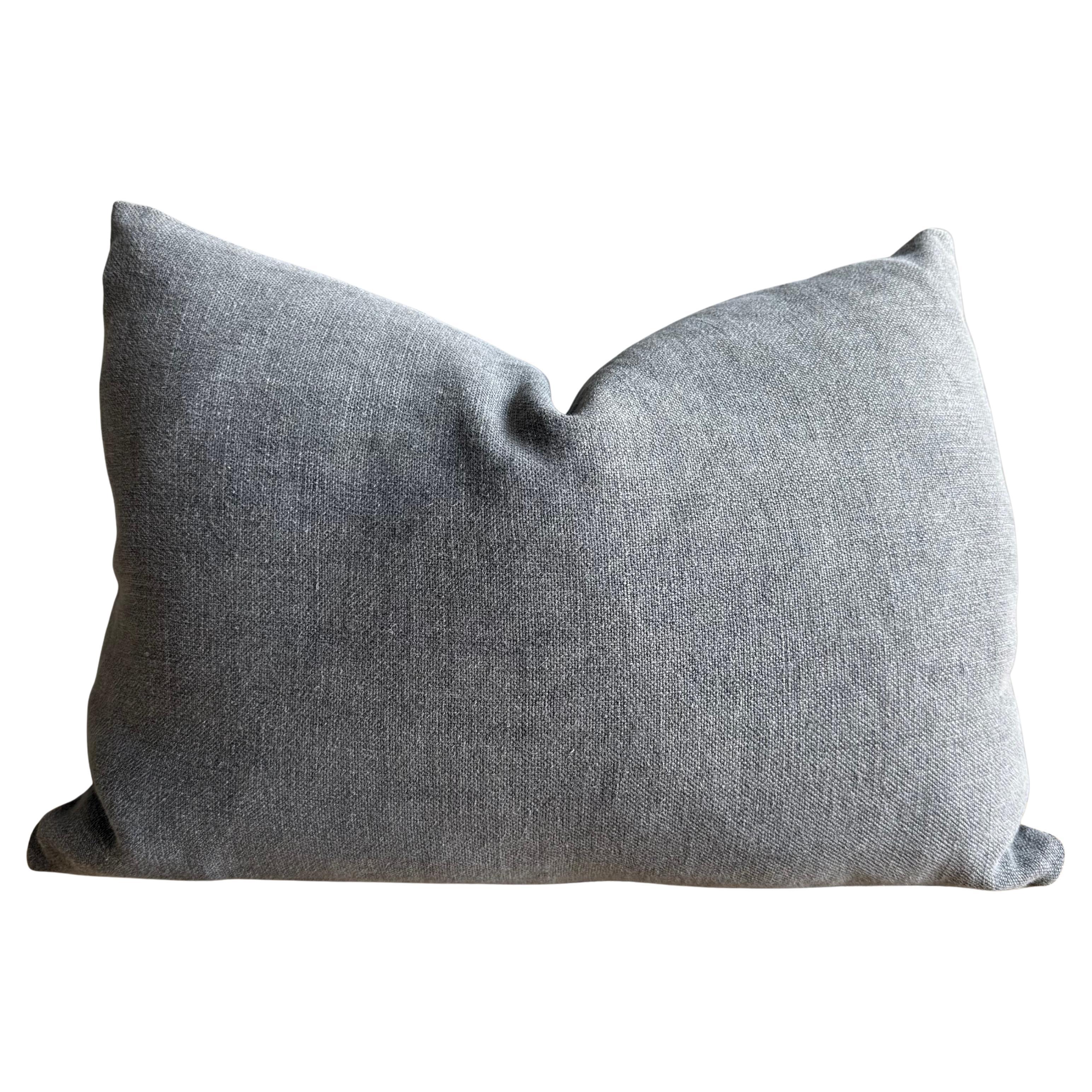 Stone Washed Linen Lumbar Pillow with Down Insert