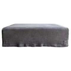Stone Washed Linen Slip Covered Cocktail Ottoman