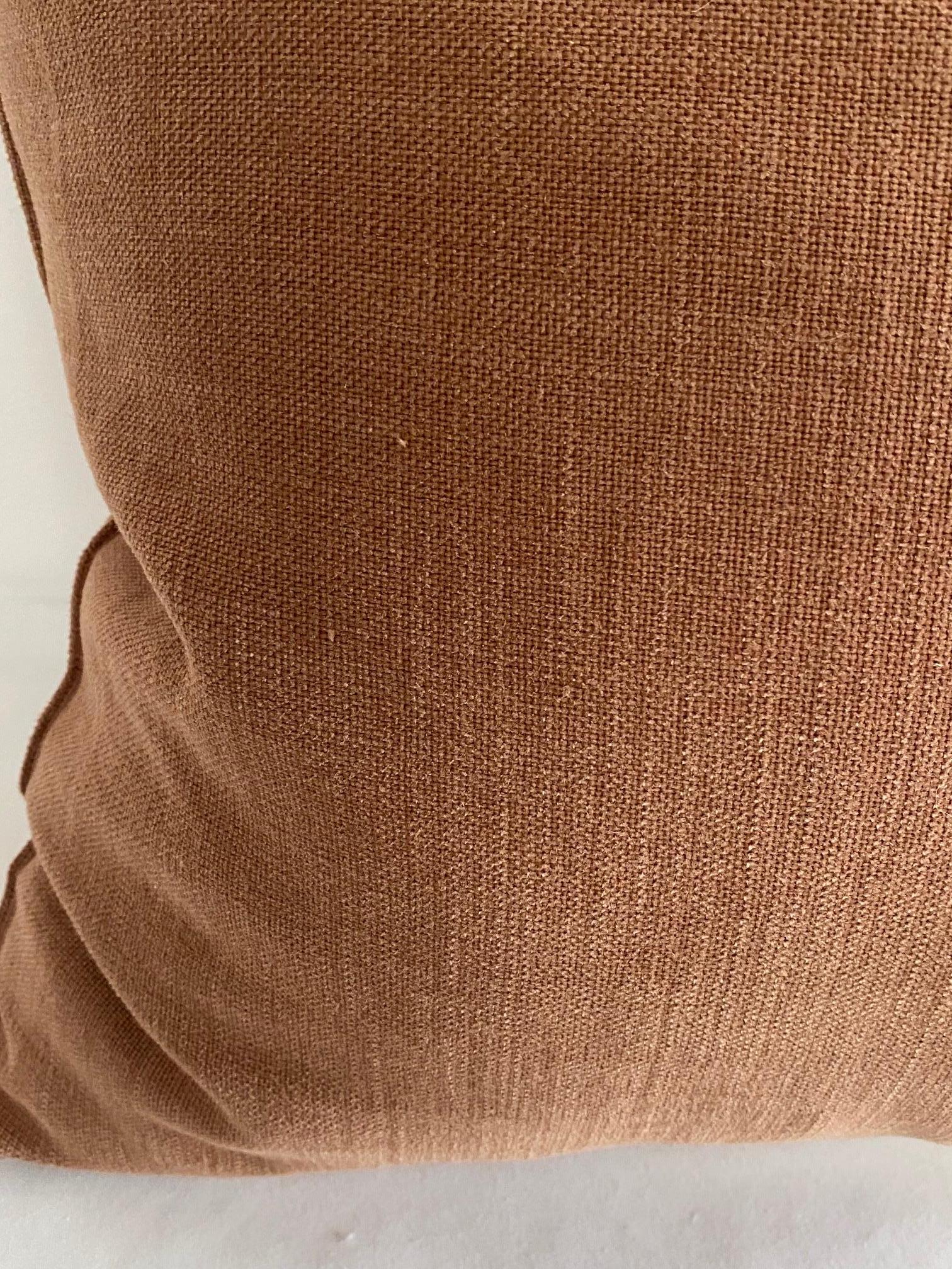 Stone Washed Terracotta Rust Color Belgian Linen Accent Pillow Cover In New Condition In Brea, CA