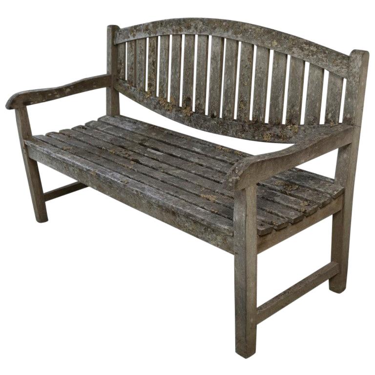 Stone Washed Vintage French Oak Wood Bench, circa 1900 For Sale