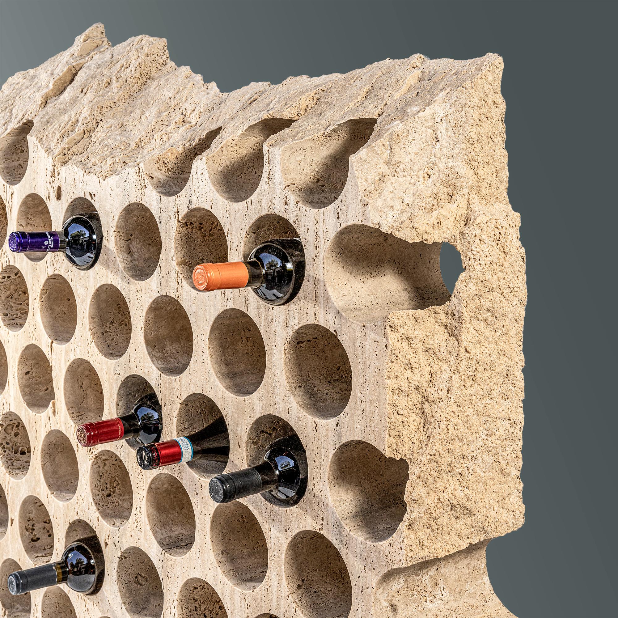 Mid-Century Modern Stone Wine Rack For Sale