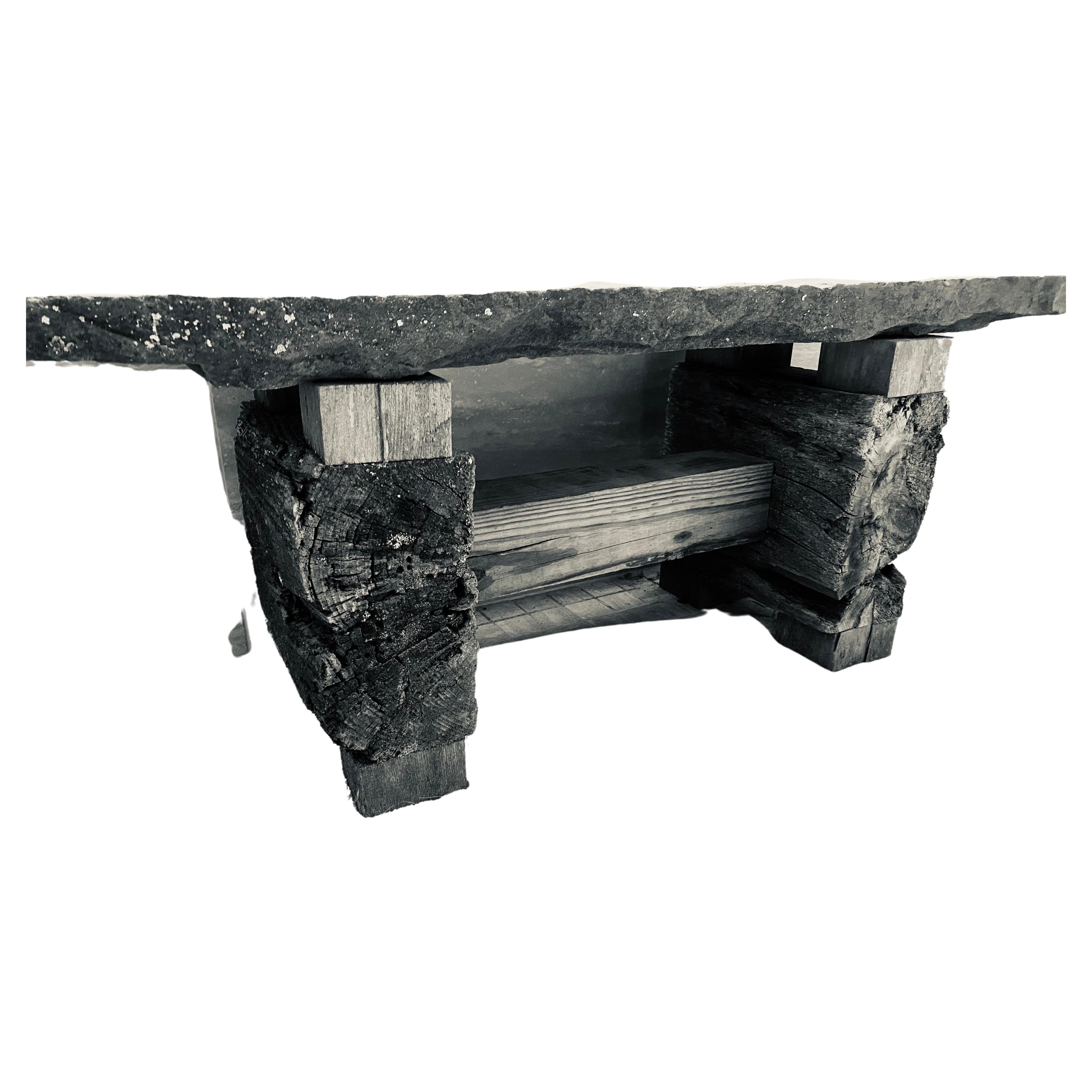 Stone with Reclaimed Rustic Base For Sale