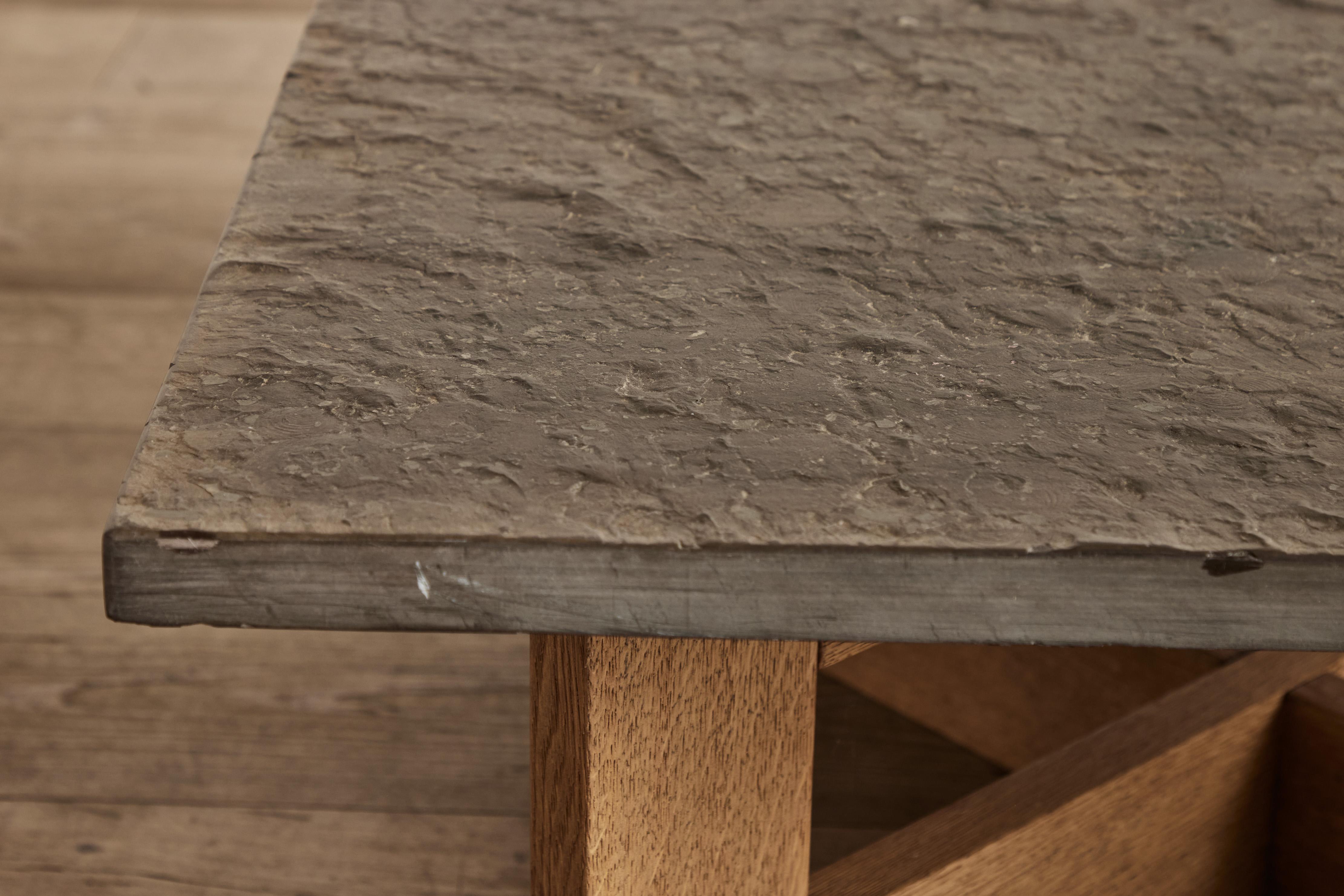 German Stone & Wood Coffee Table For Sale