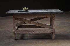 Occasional Table with Blue Stone Top and Reclaimed Wood