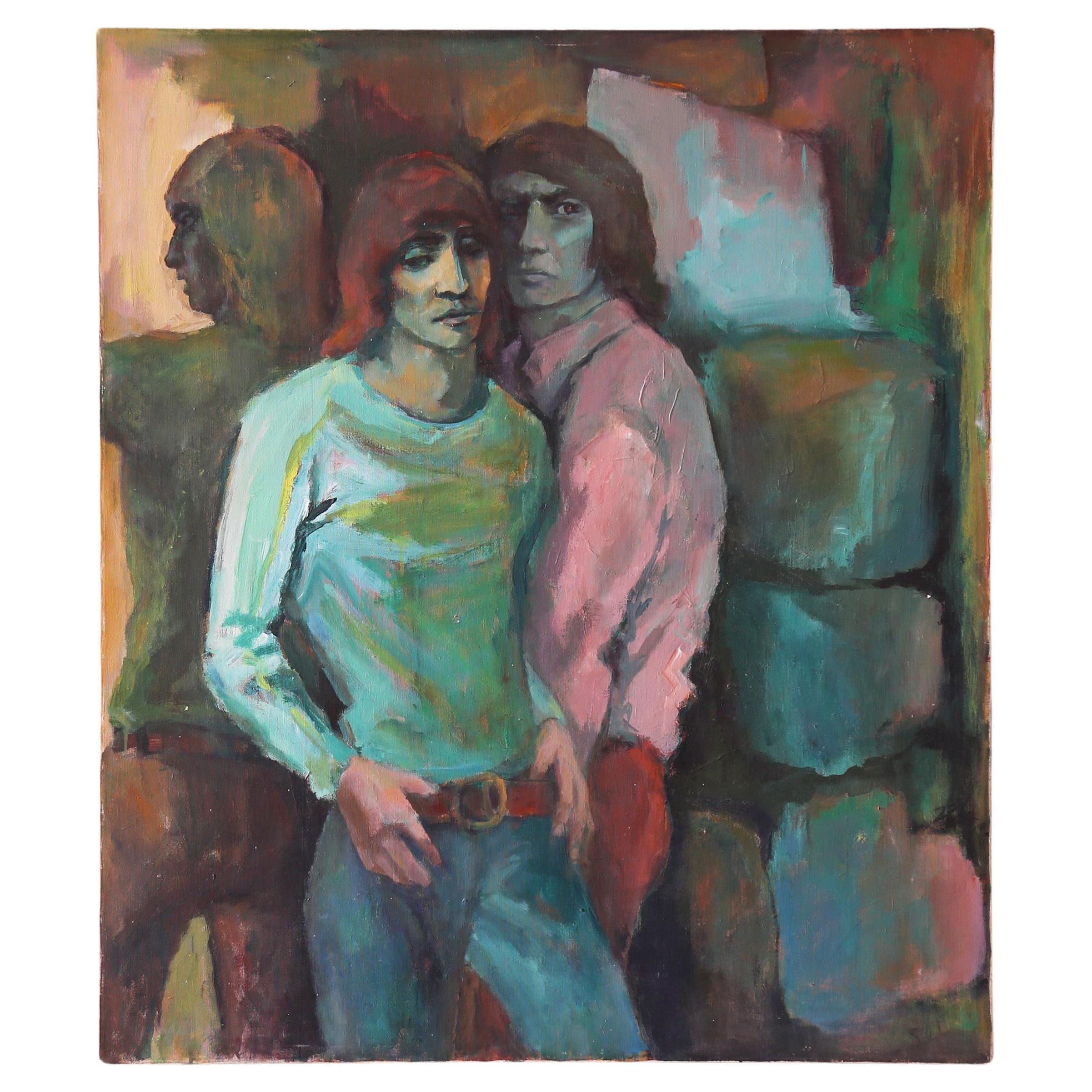 "Stoned" Reitha Sedel Virginia Artist Vintage Moody Portrait Painting