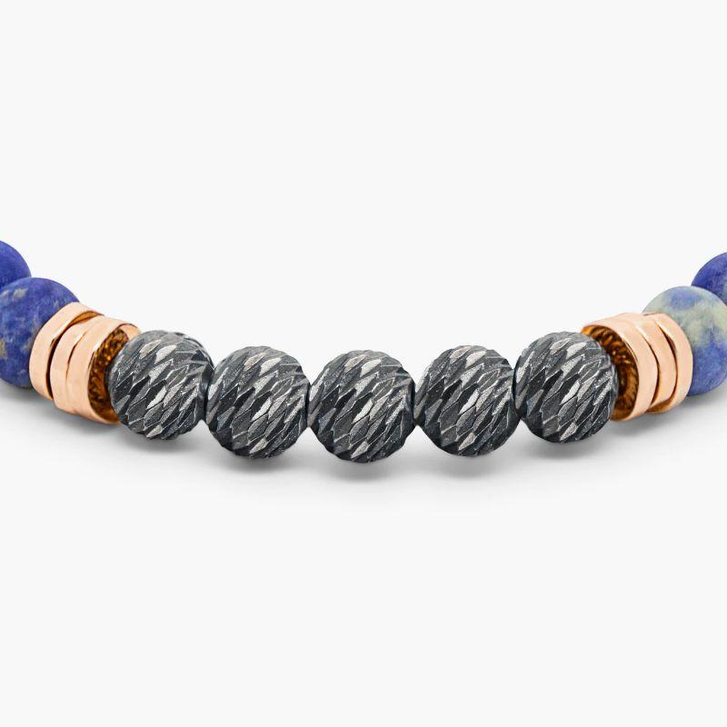 Men's Stonehenge Bracelet with Sodalite in Sterling Silver, Size M For Sale