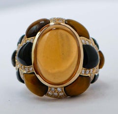 Stones, Diamonds, 14 Karat Rose Gold Ring.