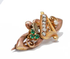 Stones, Pearls, Rose Gold Brooch.
