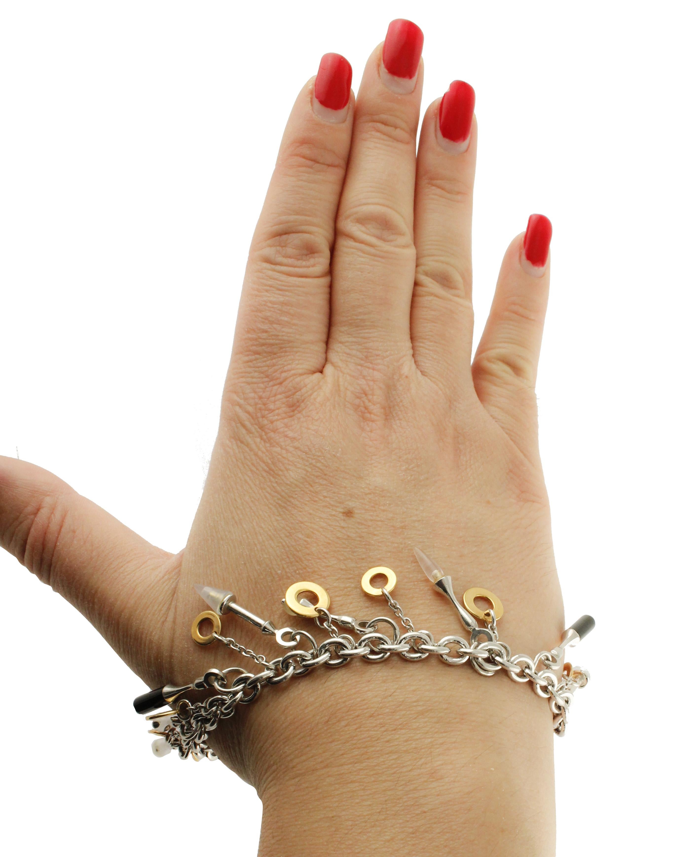 Stones, Weißgold-Charme-Armband im Zustand „Gut“ im Angebot in Marcianise, Marcianise (CE)