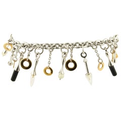 Retro Stones, White gold Charm Bracelet