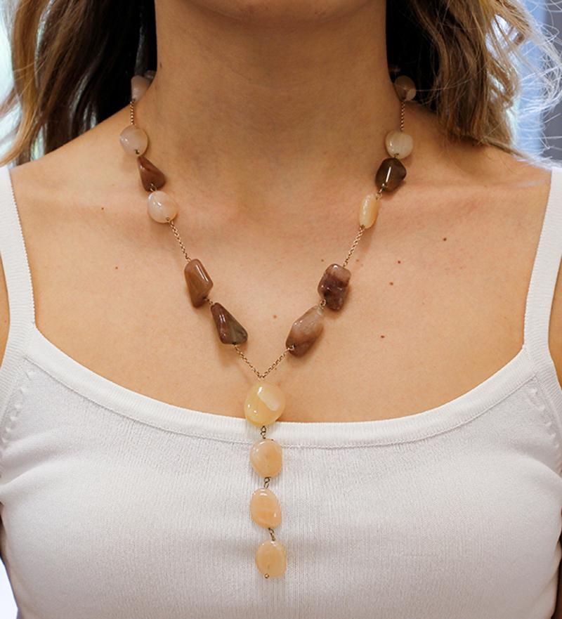 Women's Stones, 9 Karat Rose Gold Retrò Necklace For Sale