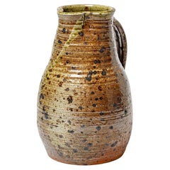 Jarra de cerámica marrón y negra de diseño del siglo XX Gres La Borne potter