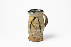 Stoneware Abstract and Colored Ceramic Pitcher by Jo Miquel Boisbelle handmade