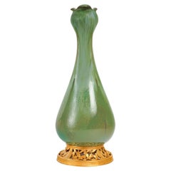 Vintage Stoneware and Gilt Bronze Art Nouveau Vase by Paul Louchet .