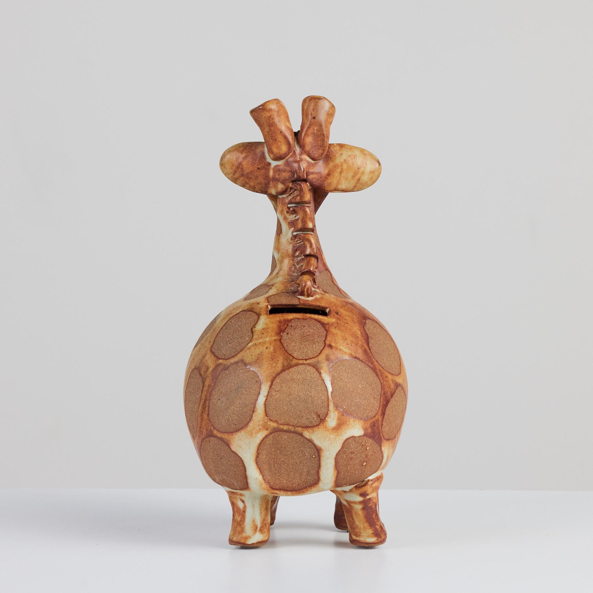 20th Century Stoneware and Glazed Ceramic Giraffe Sculptural Piggy Bank
