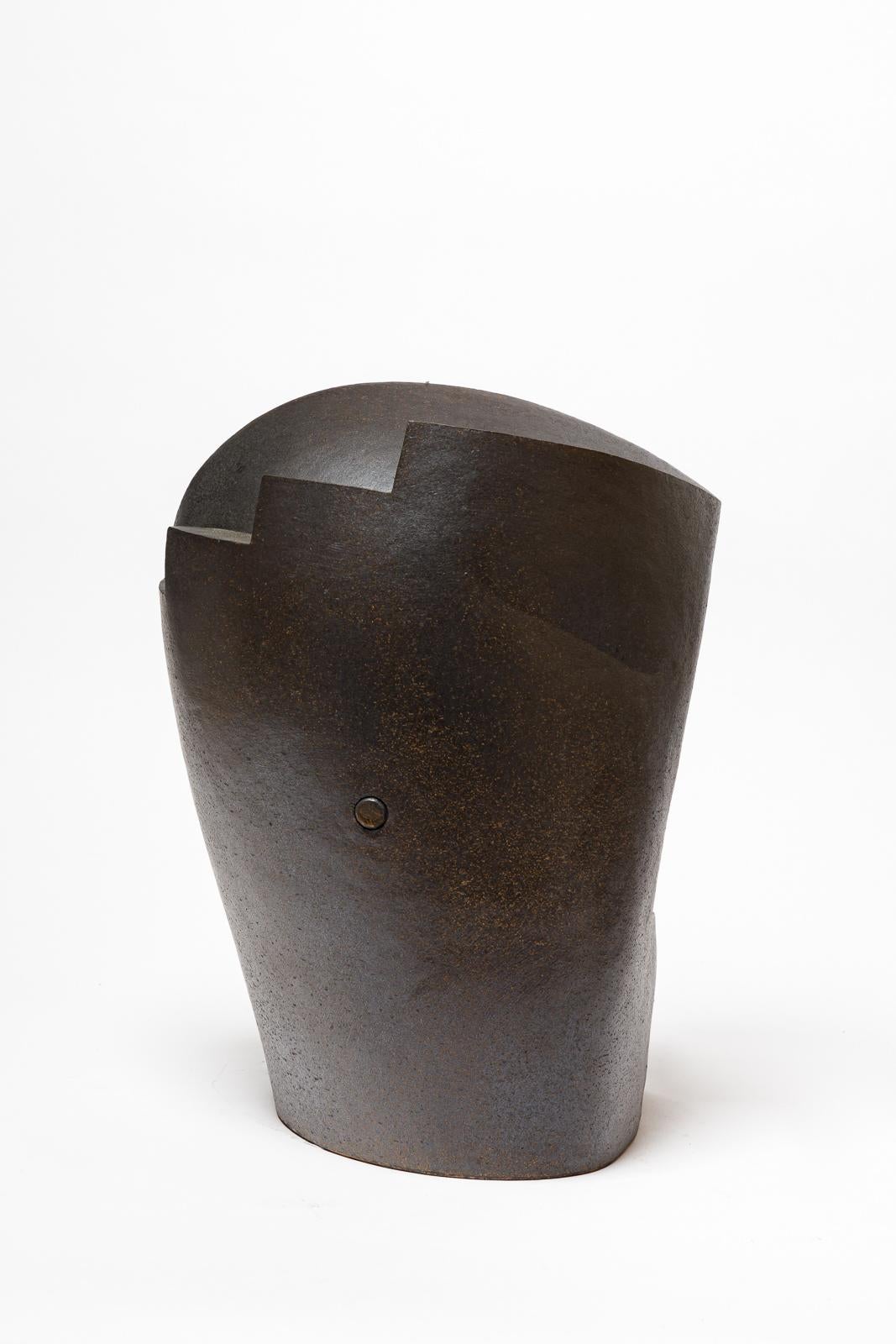 XXIe siècle et contemporain Sculpture en grès et oxydes intitulée 