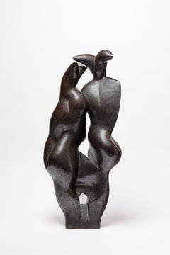 Scultura in gres e ossidi intitolata "Le lien" di Pierre Martinon, 2024.