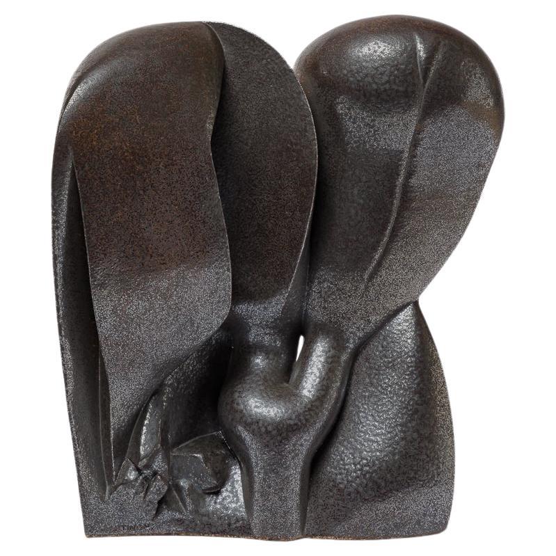 Skulptur aus Steinzeug und Oxyden mit dem Titel "Paysage intimiste" von Pierre Martinon