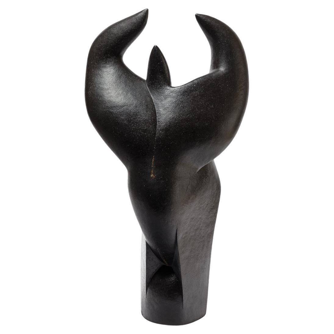 Sculpture en grès et oxydes, " La vie du grand Heaume " par Pierre Martinon