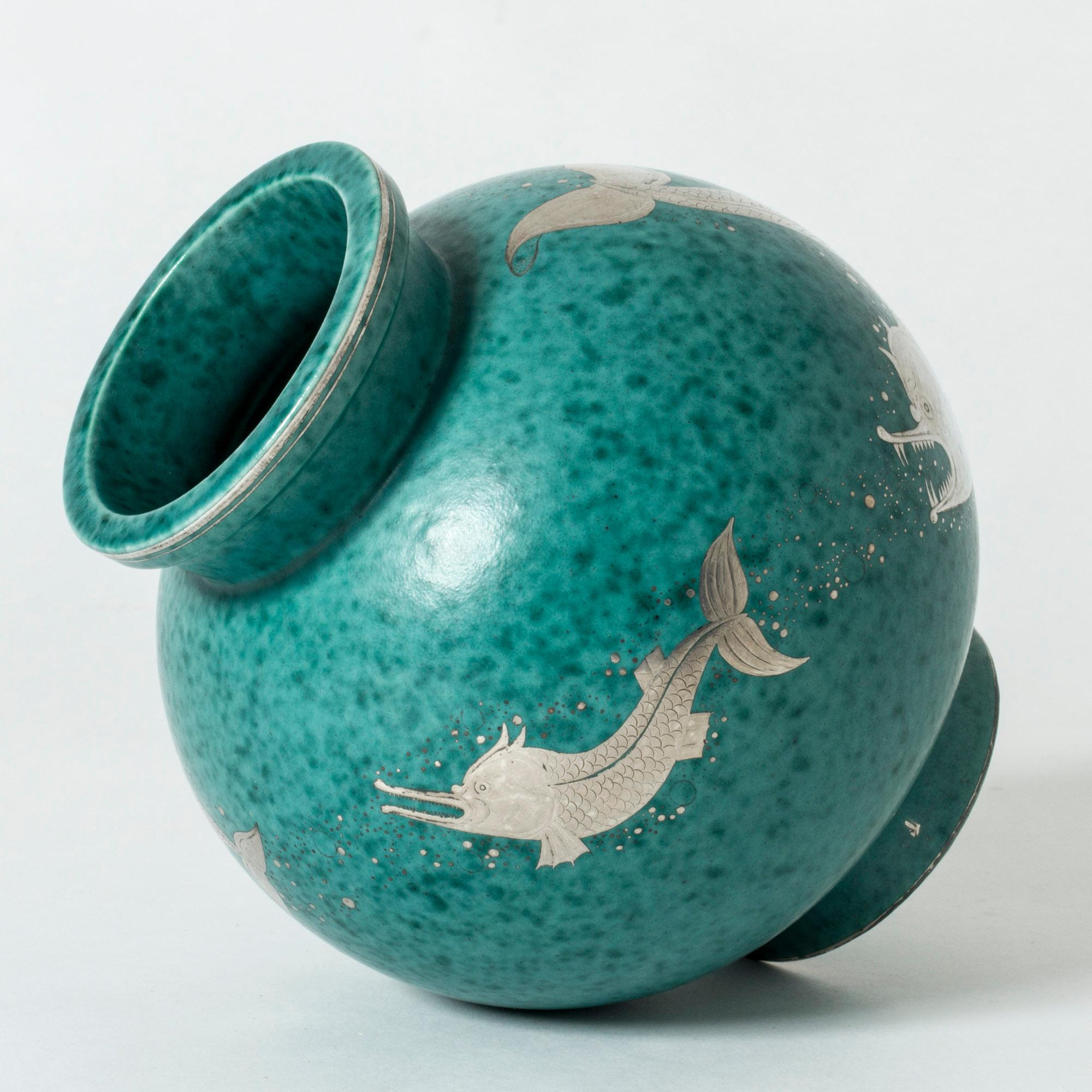 Swedish Stoneware “Argenta” Vase by Wilhelm Kåge for Gustavberg