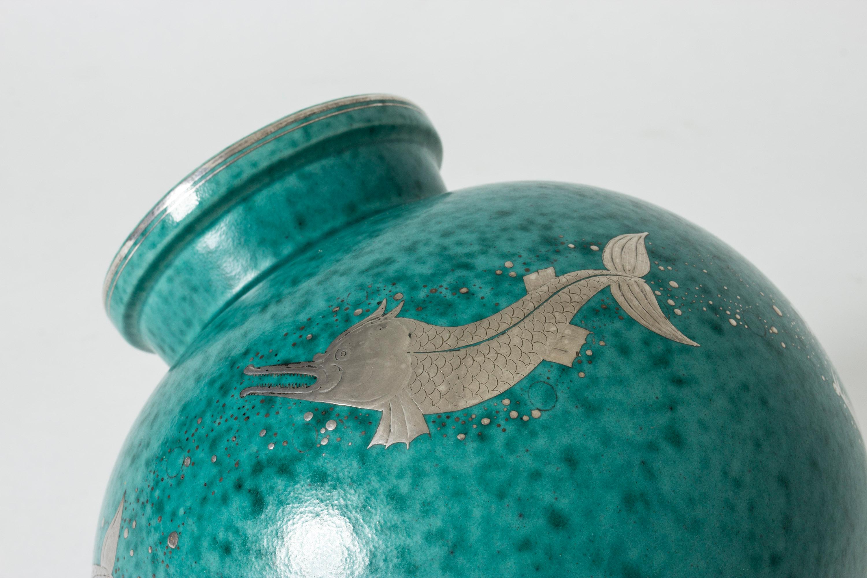 Mid-20th Century Stoneware “Argenta” Vase by Wilhelm Kåge for Gustavberg