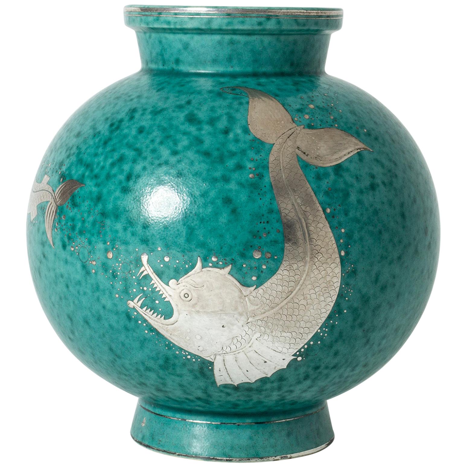 Stoneware “Argenta” Vase by Wilhelm Kåge for Gustavberg